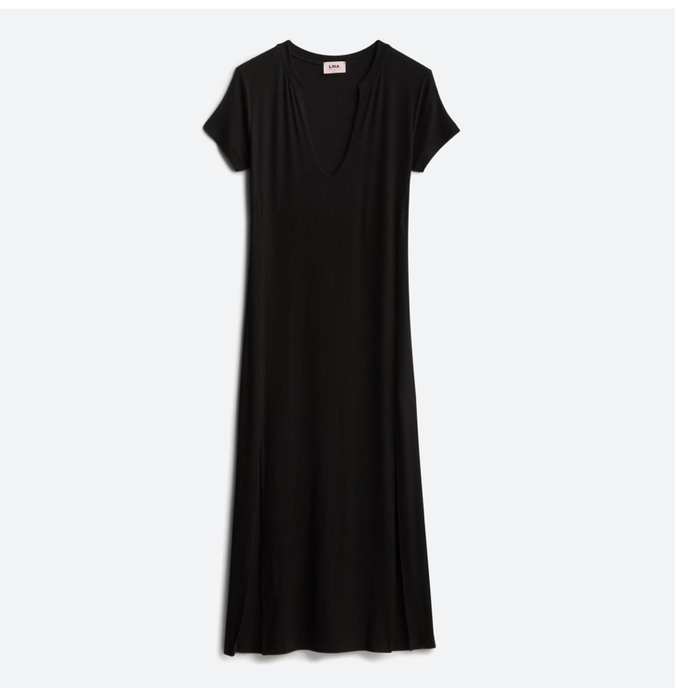 Never worn. Black midi dress.